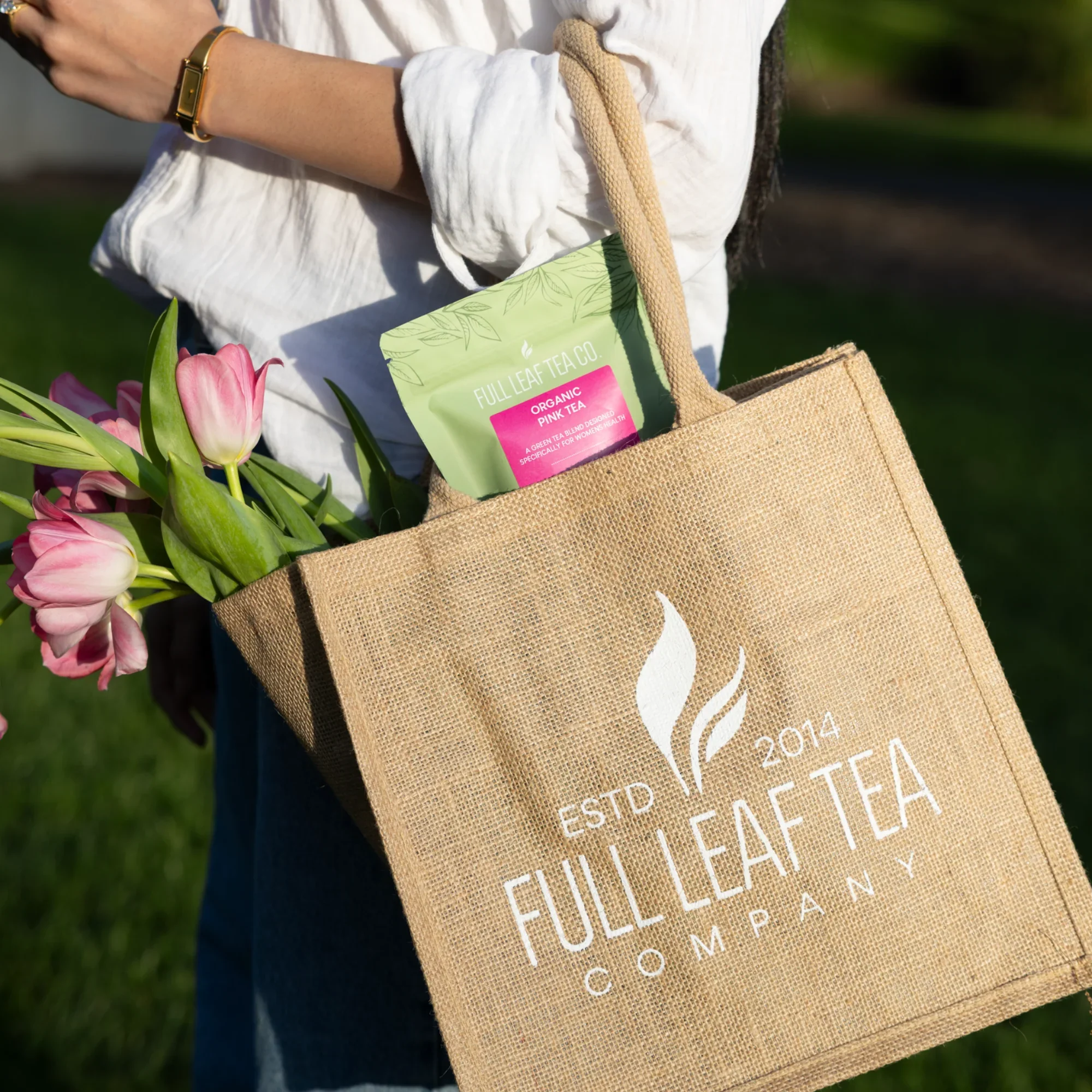 Signature Burlap Tote Bag