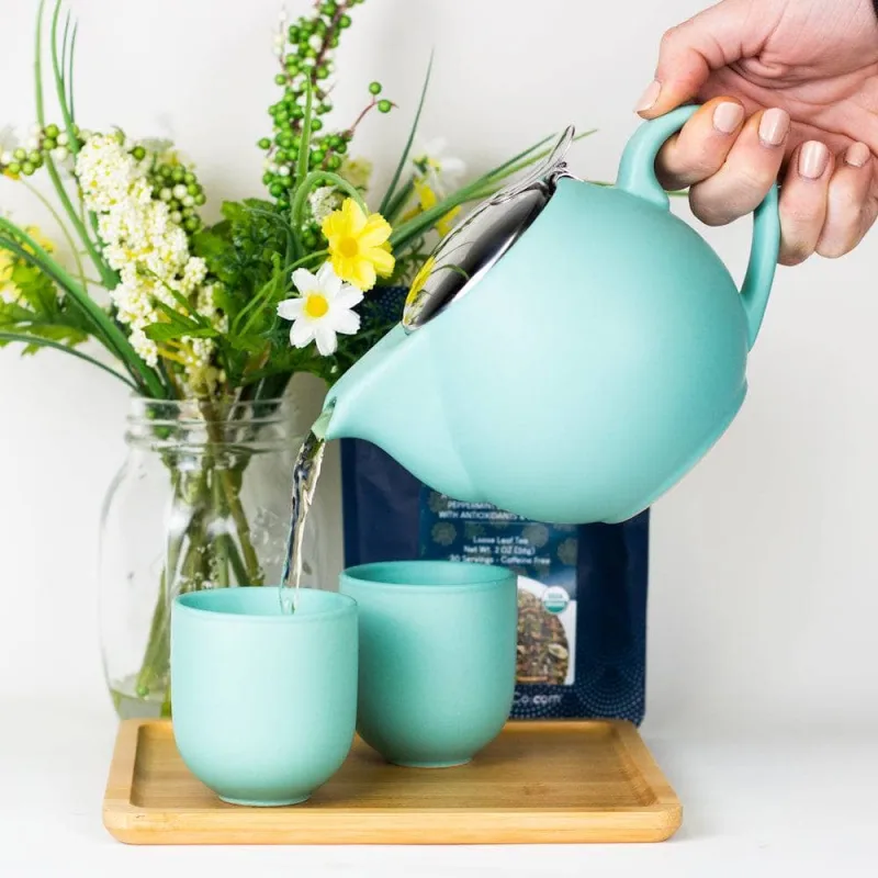 Set de té de cerámica mate (varios colores)