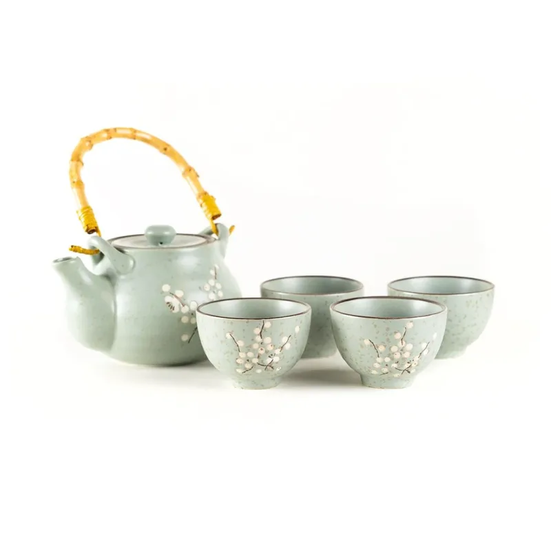 Jade Blossom Ceramic Tea Set