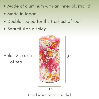 Japanese Tea Canister - Pink Flowers