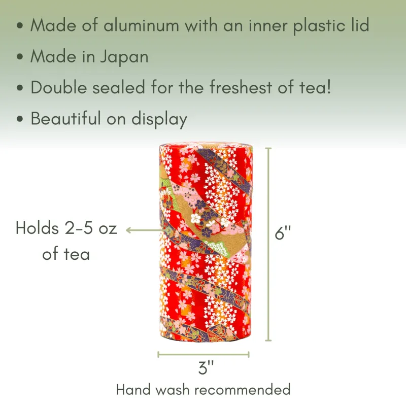 Japanese Tea Canister - Red and Gold