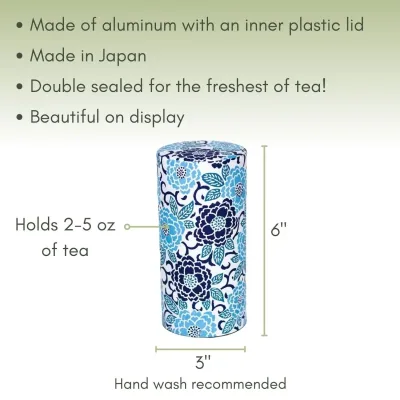 Japanese Tea Canister -Blue  Blossoms